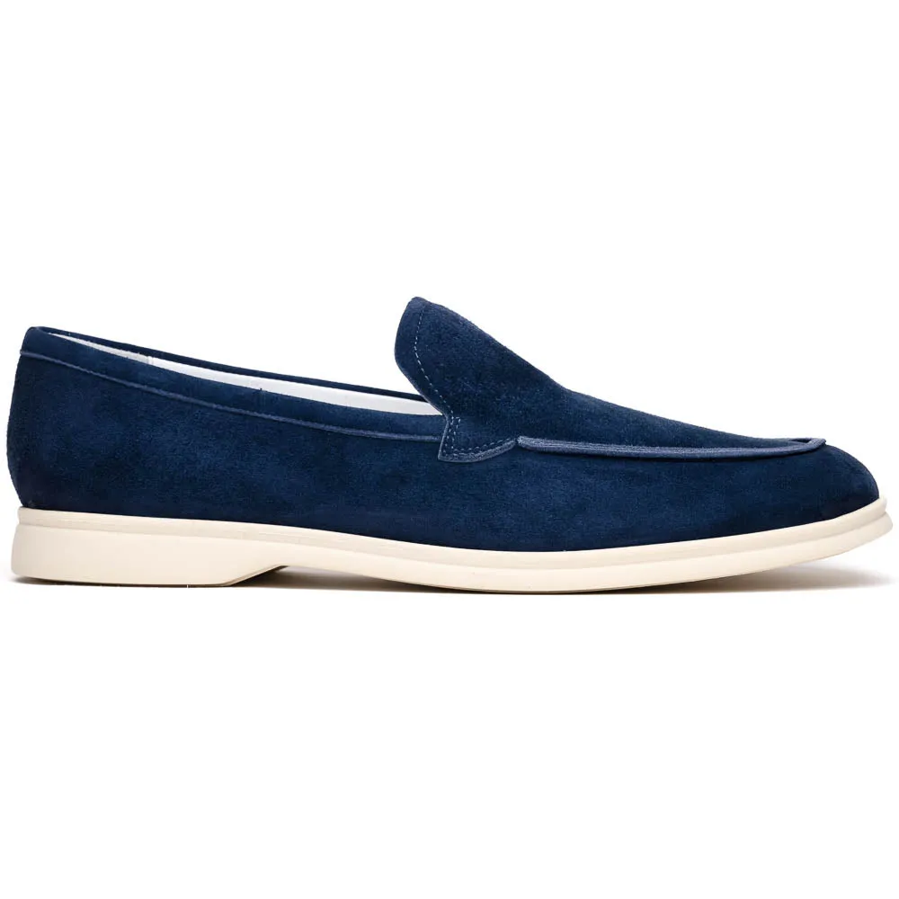 16-621-NVY LIVORNO Sueded Italian Goatskin Loafer Navy