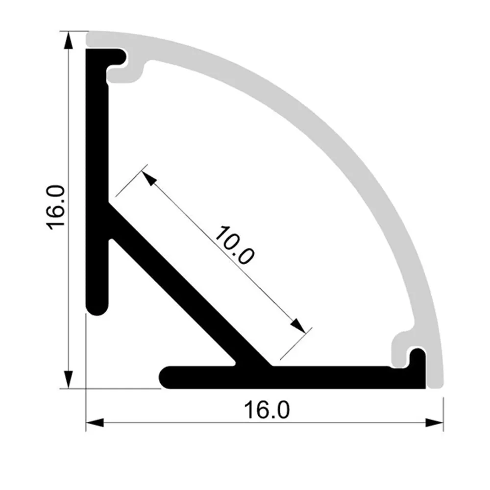 16mm x 16mm 2 Meter Silver Corner Aluminium LED Profile Havit Lighting - HV9699-1616-2M