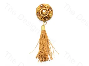 4 Golden Stones Golden Handcrafted Tassel Button