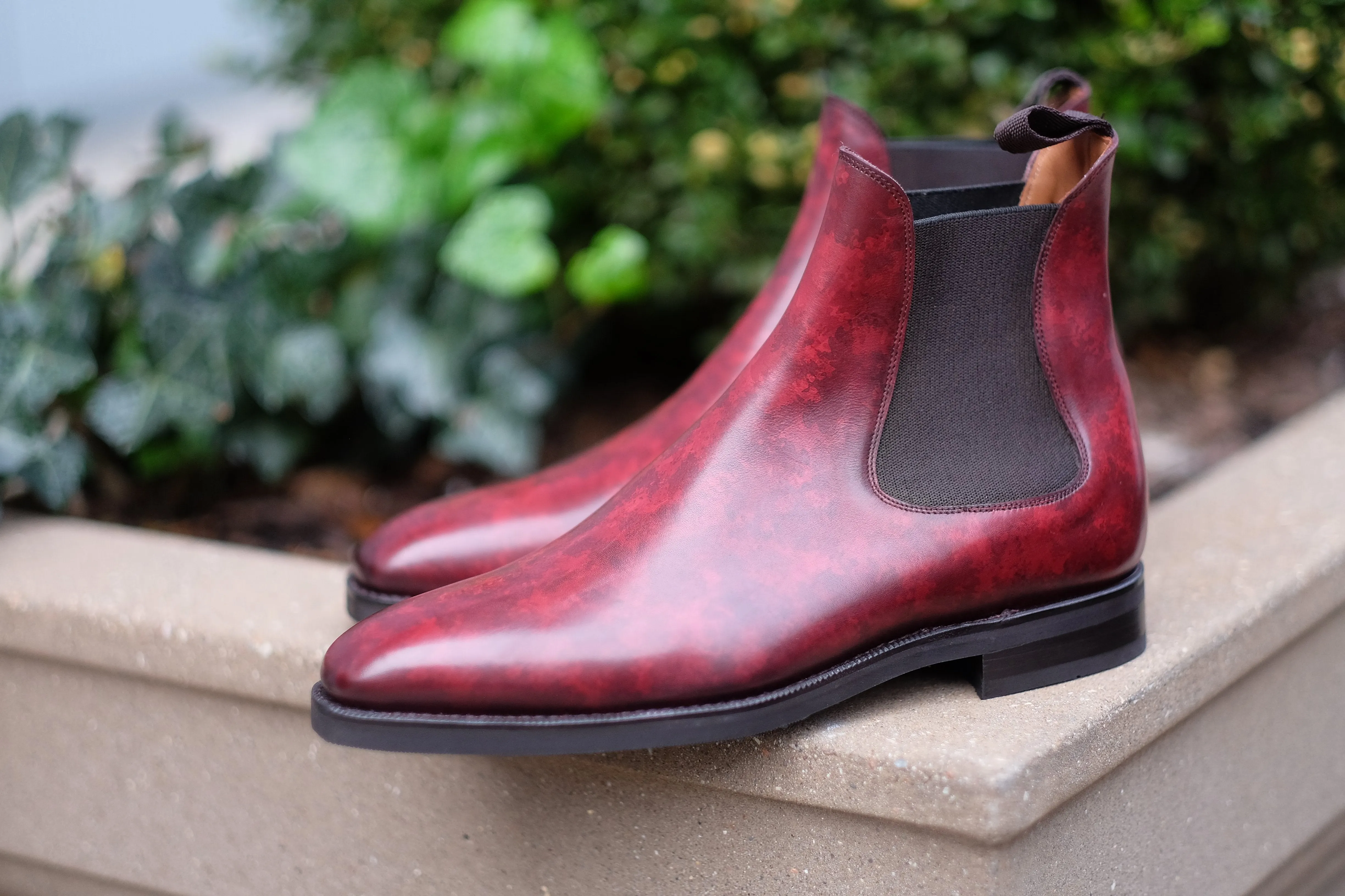 Alki - MTO - Burgundy Marble Patina - LPB Last - City Rubber Sole