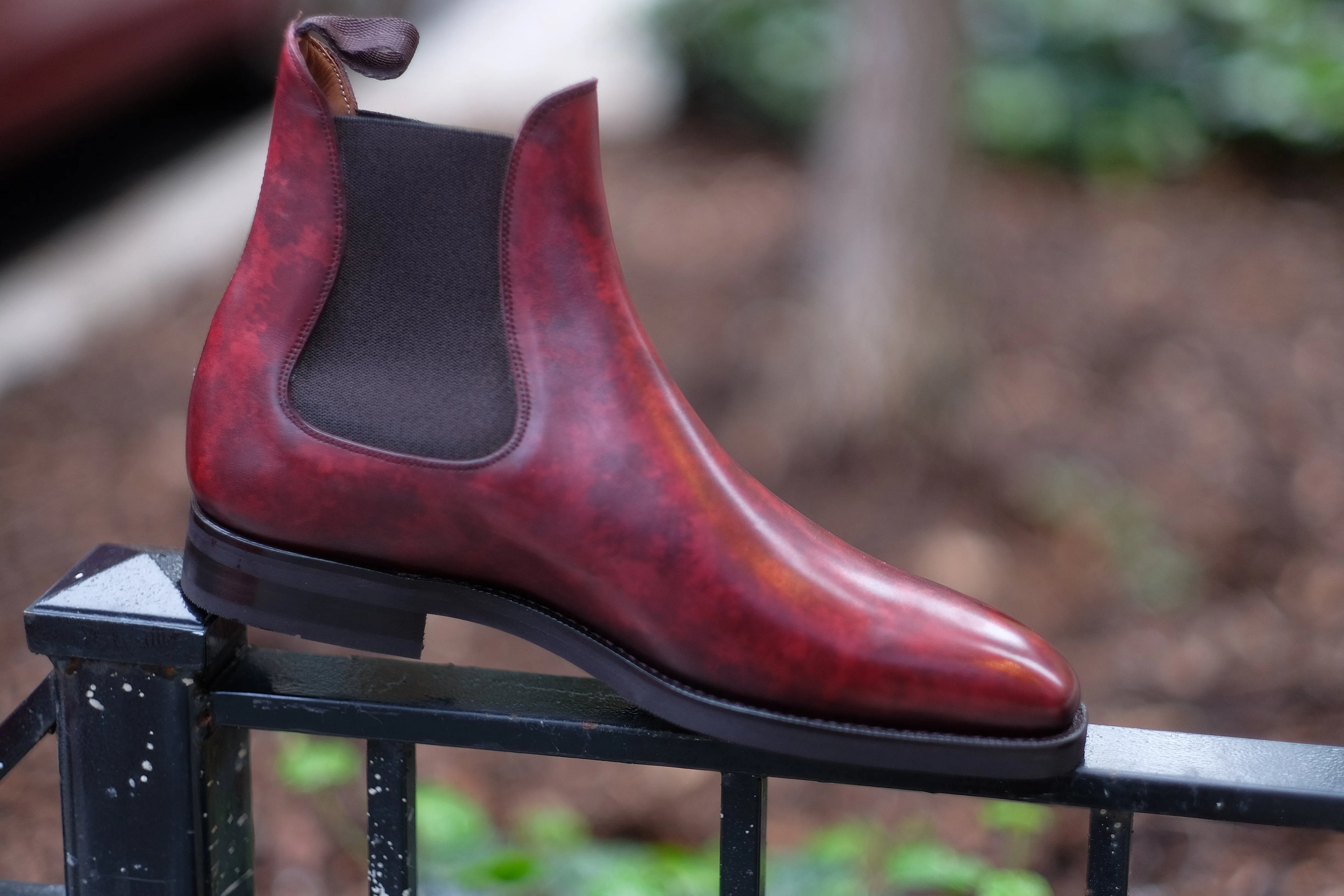 Alki - MTO - Burgundy Marble Patina - LPB Last - City Rubber Sole