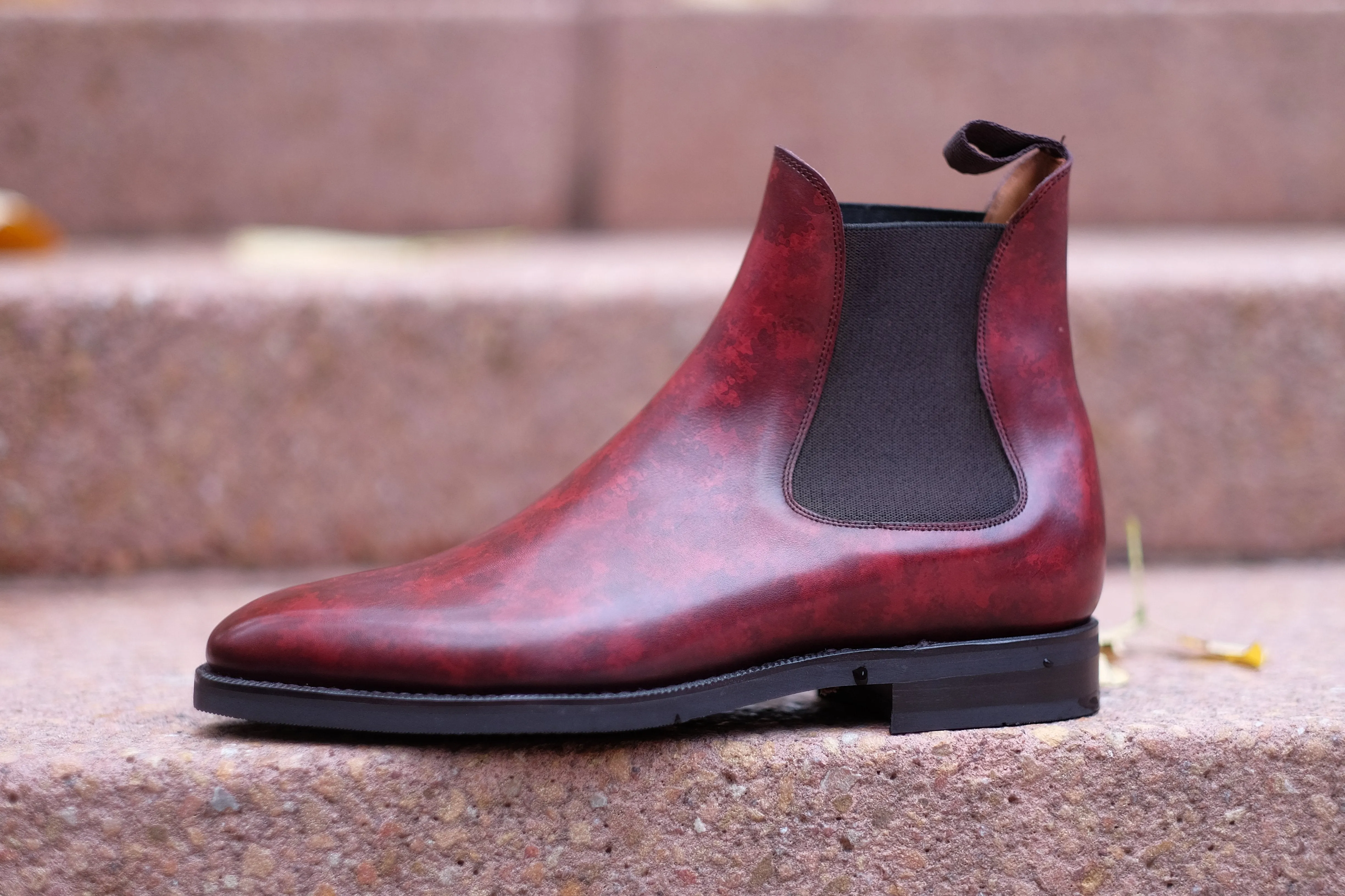 Alki - MTO - Burgundy Marble Patina - LPB Last - City Rubber Sole