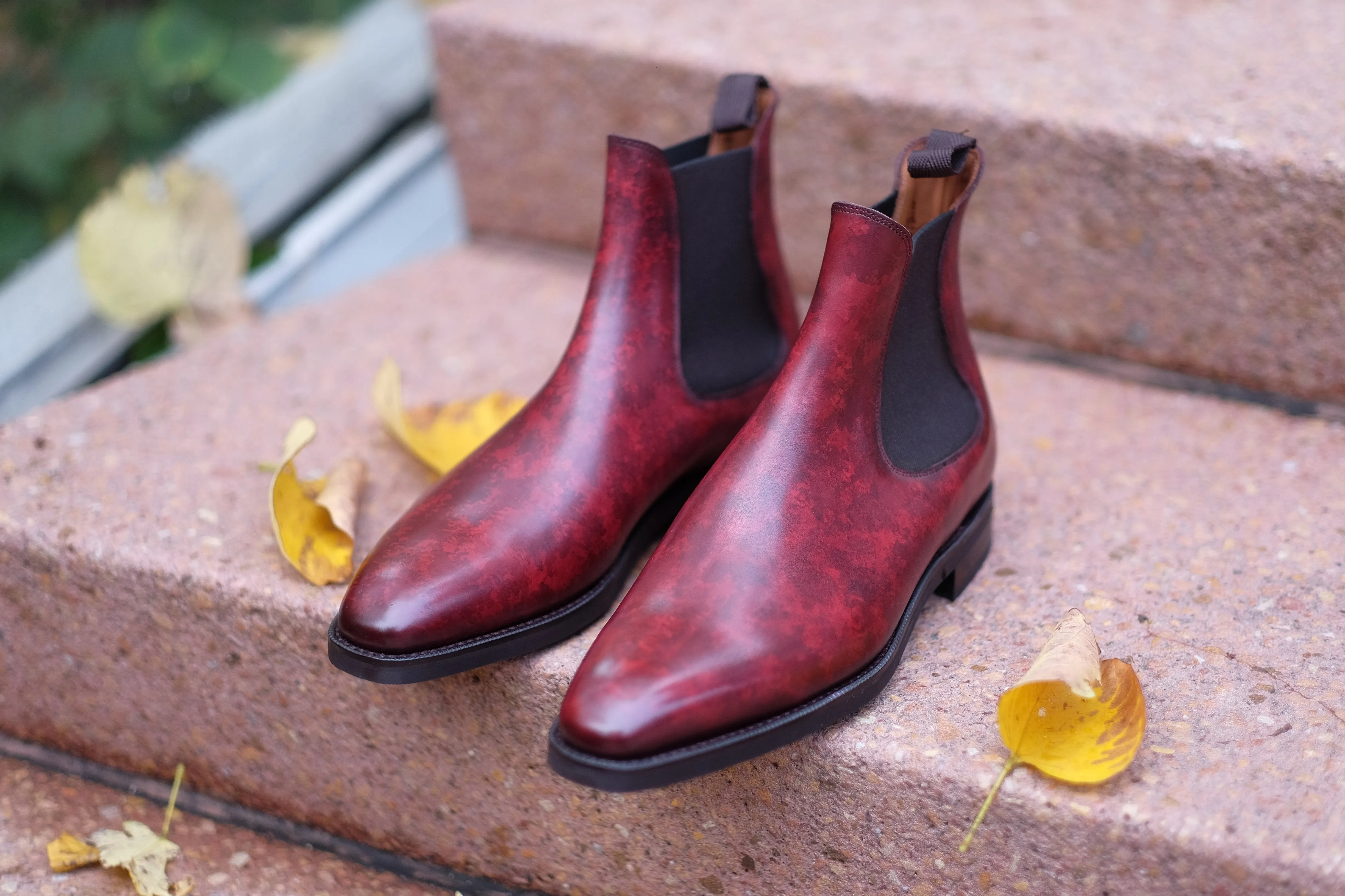 Alki - MTO - Burgundy Marble Patina - LPB Last - City Rubber Sole