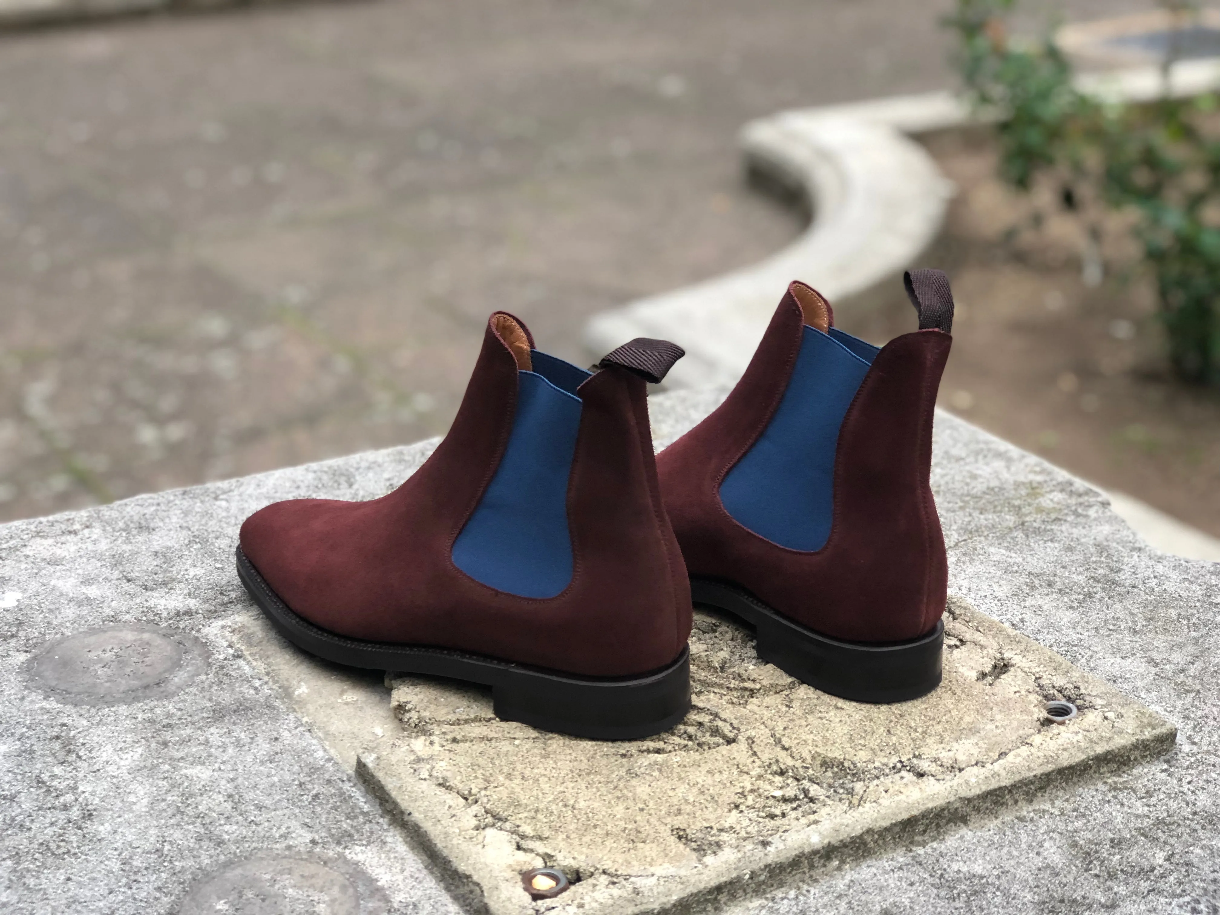 Alki - MTO - Burgundy Suede / Blue Gore - LPB Last - Double City Rubber Sole