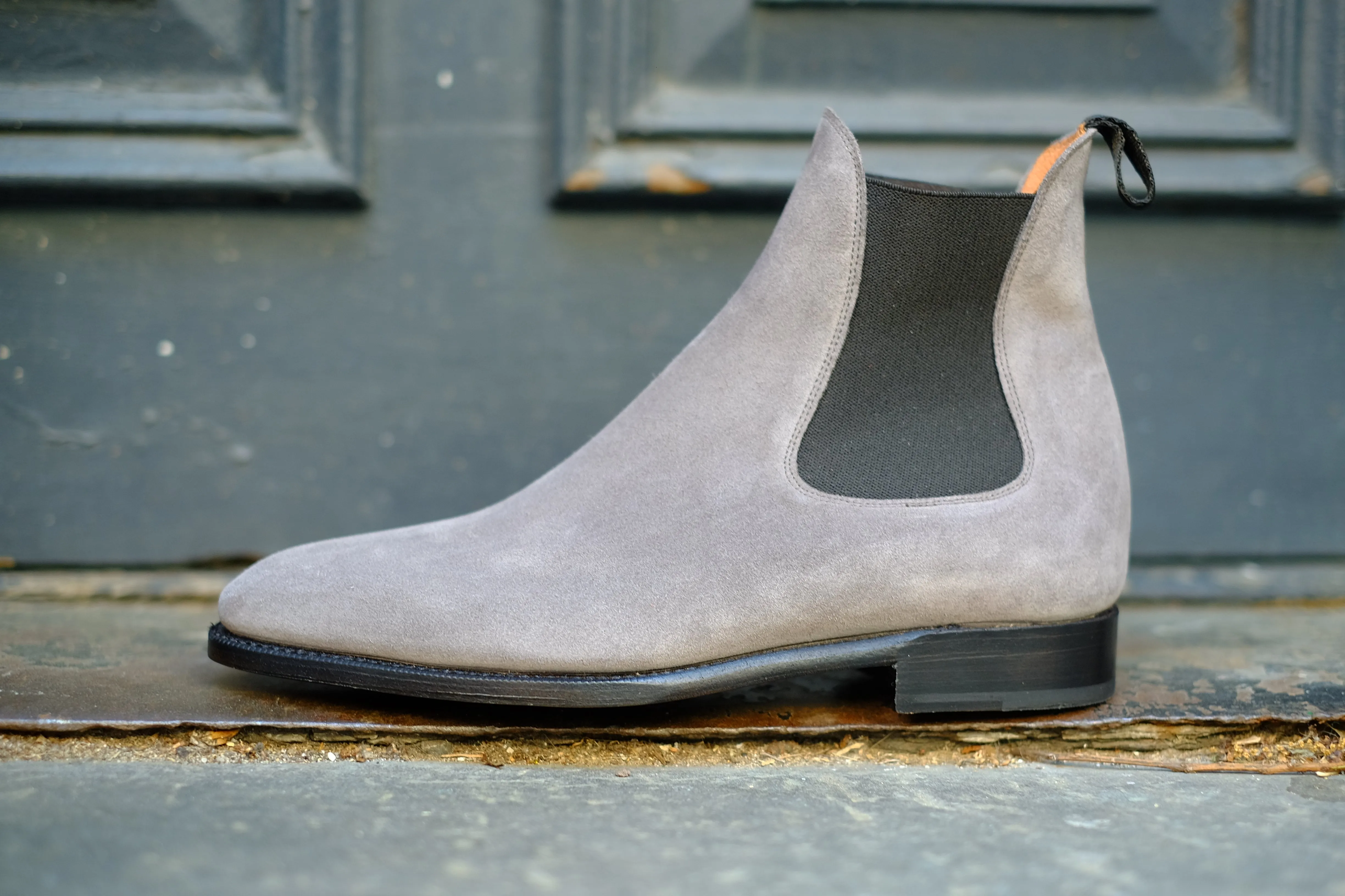 Alki - MTO - Light Grey Suede (Shingle) / Black Gore - MGF Last - Single Leather Sole