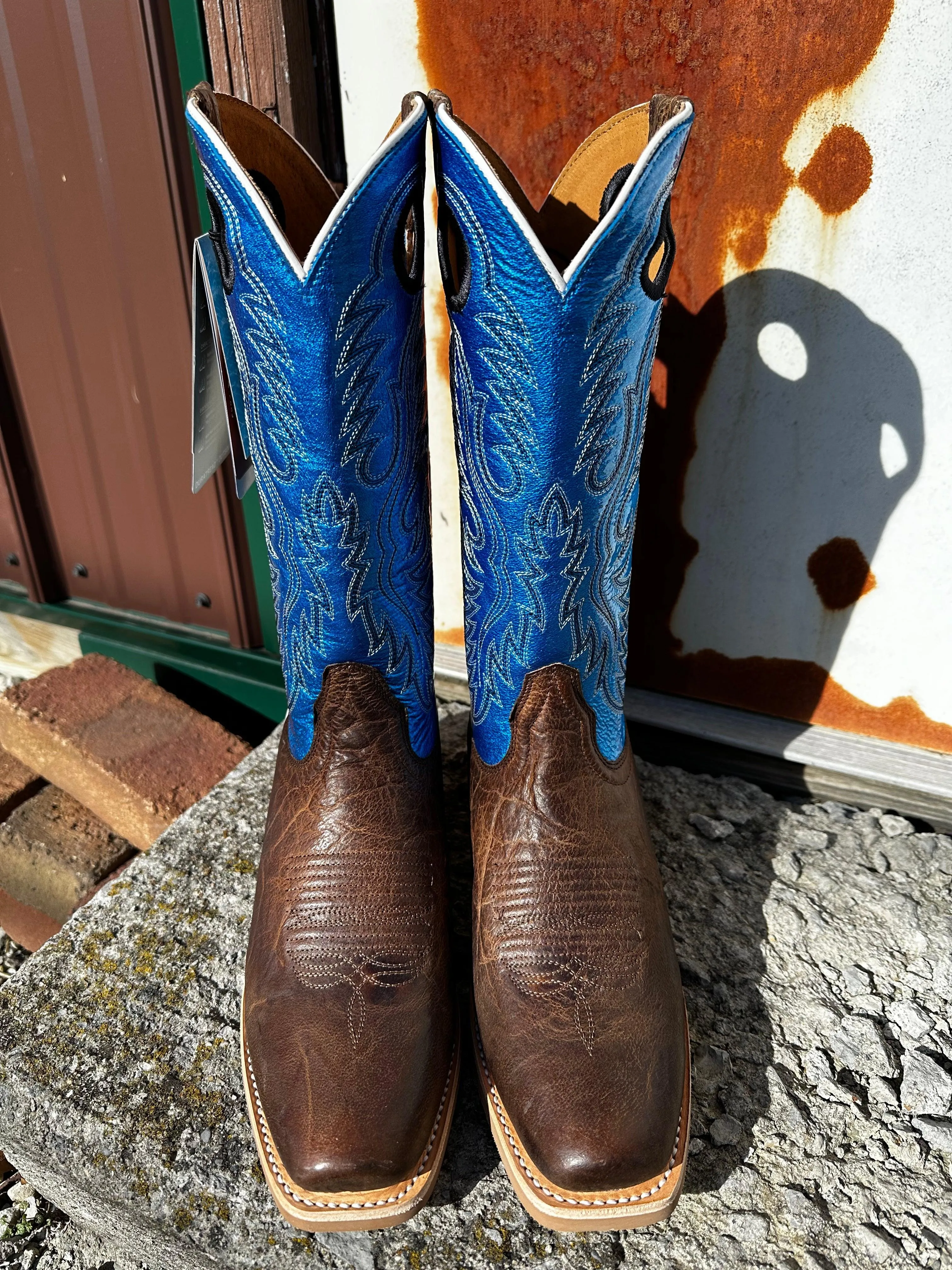 Ariat Men's Tobacco Toffee & Blue Ringer Cutter Toe Cowboy Boots 10051032