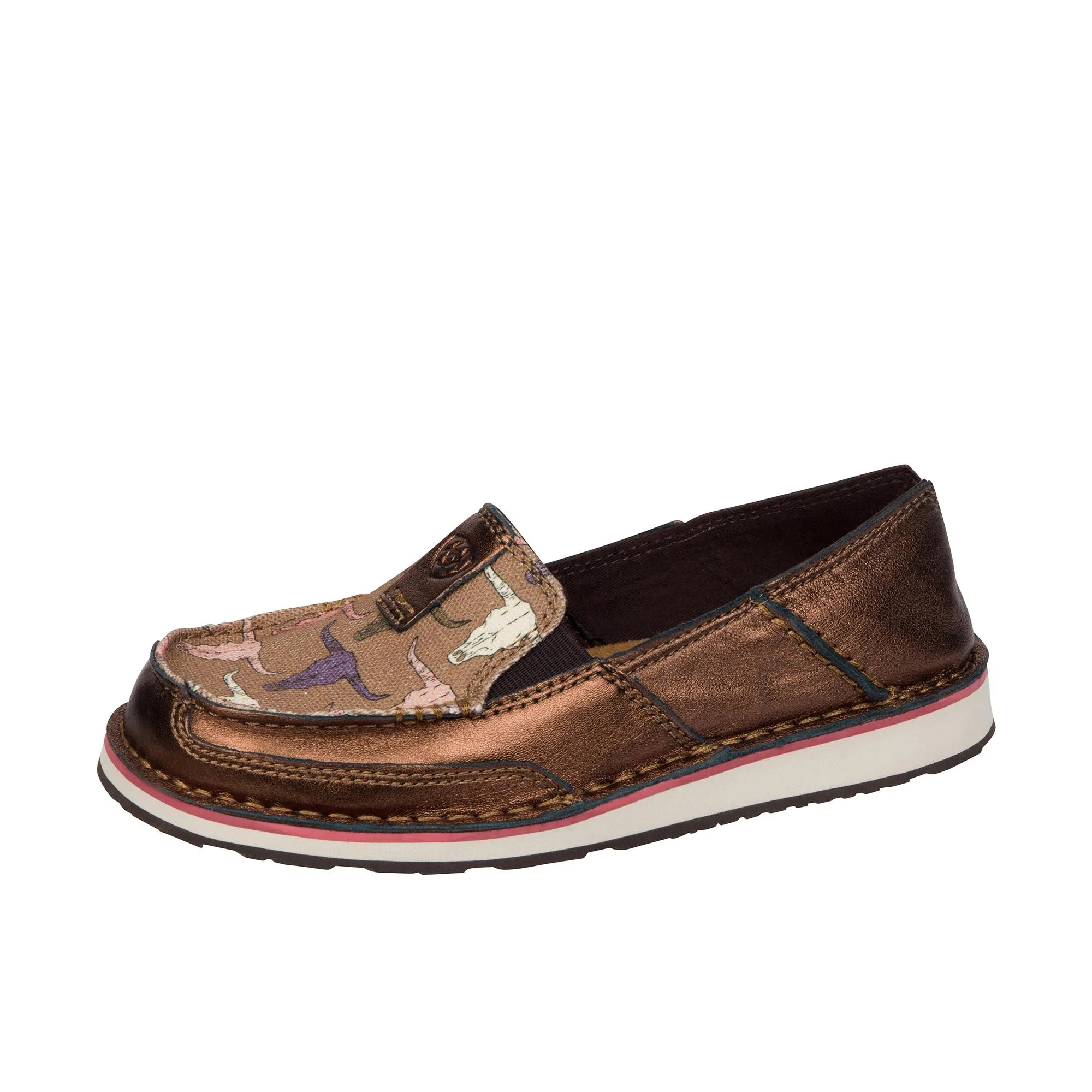 Ariat Womens Cruiser Metallic Bronze And Pink Steerhead Print