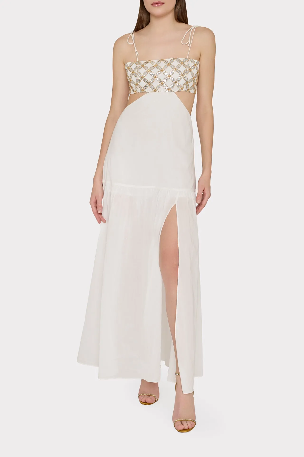 Atalia Mirrored Embroidery Maxi Cover-Up Dress