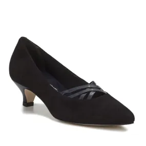 Beverly Pump: Black Suede/Black Patent Leather I Walking Cradle