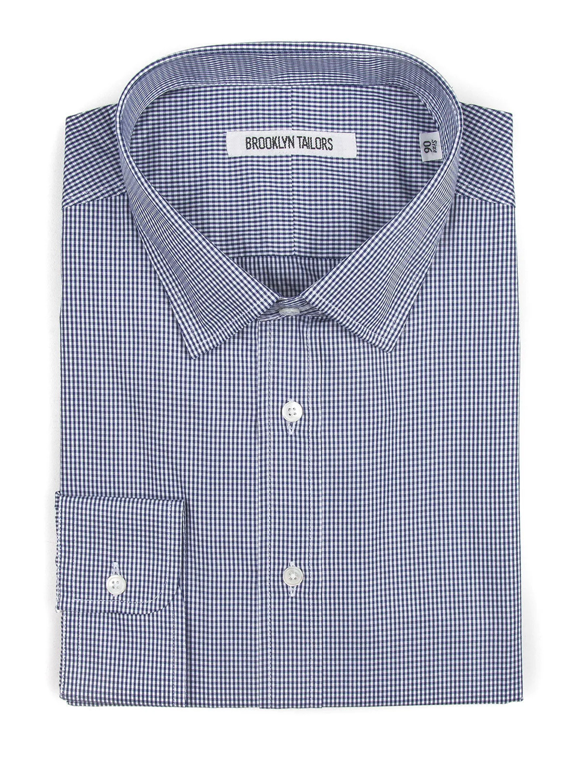 BKT20 Slim Dress Shirt in Micro Gingham - White and Navy