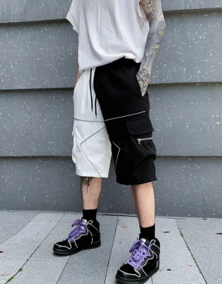 Black and White Cargo Shorts