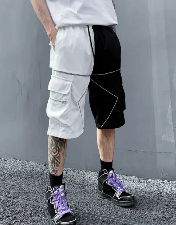 Black and White Cargo Shorts