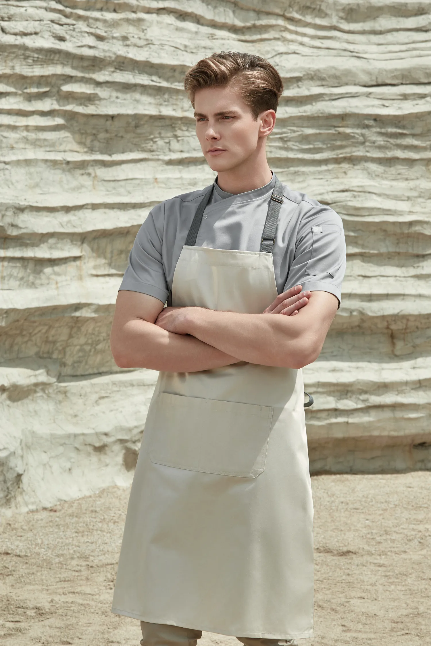 Blake Cream White Bib Apron