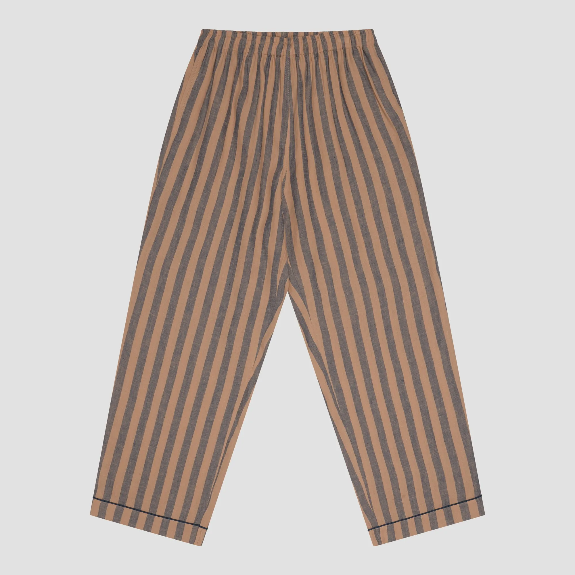 Blue & Porcini Striped Linen Women's PJ Trousers