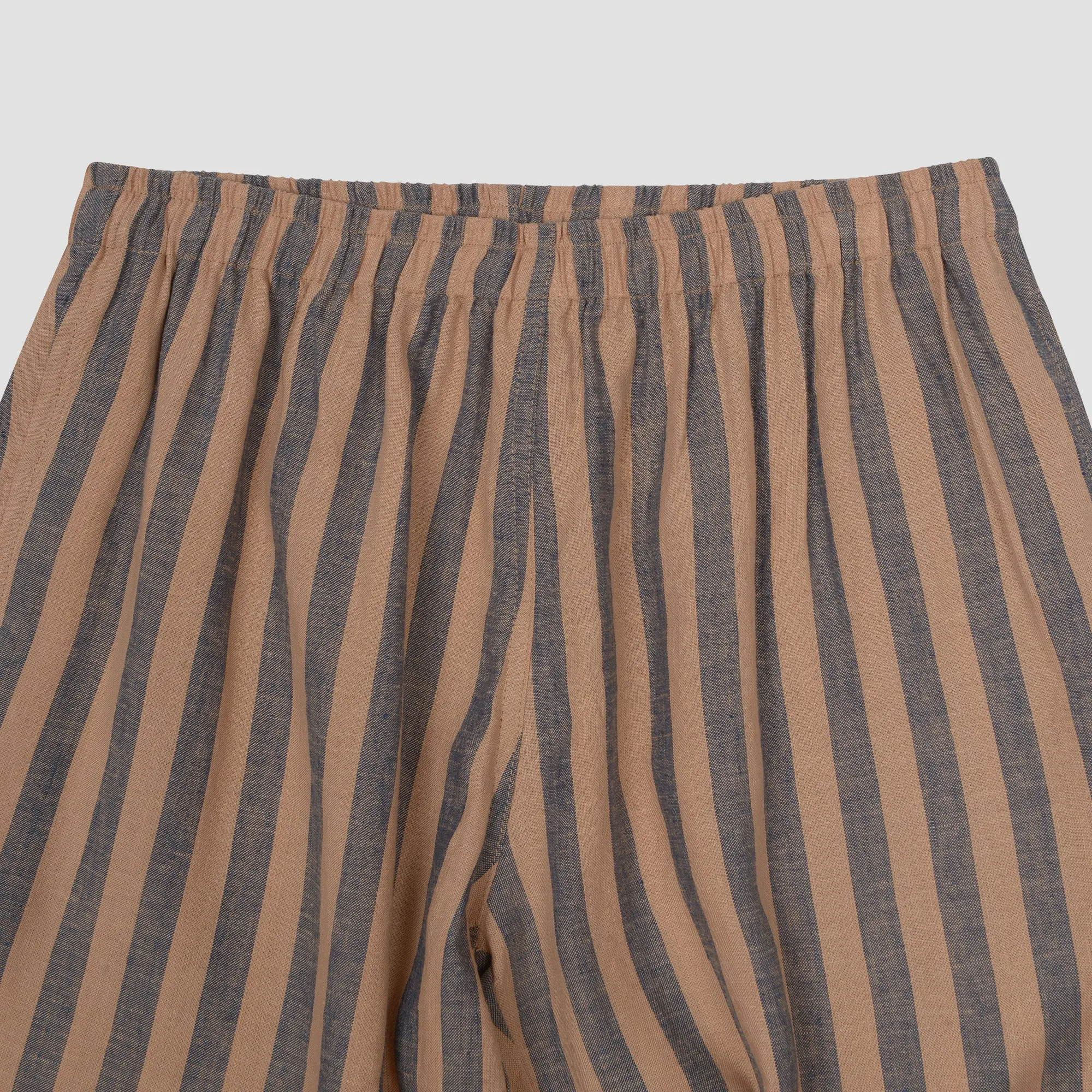 Blue & Porcini Striped Linen Women's PJ Trousers