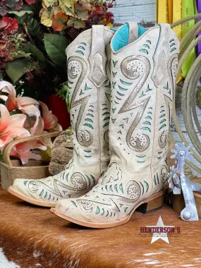 Bone W/Emerald Inlay Boots