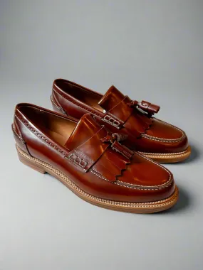 Bright Shoemakers, Fringe Loafer, Caramel Highshine (SAMPLE)