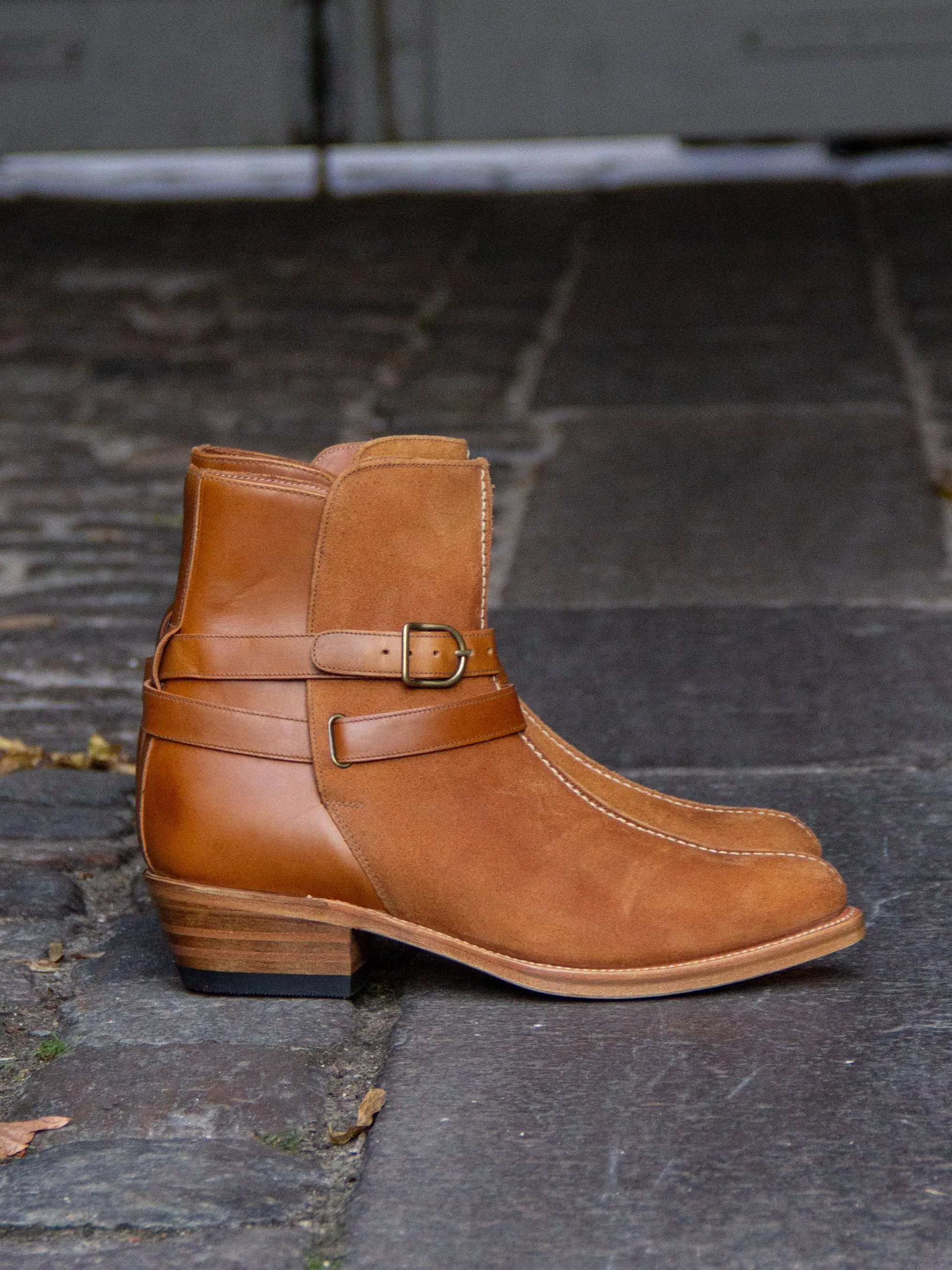 Bright Shoemakers, Jodhpur Boot, Camel Rough-Out/ Pull-Up