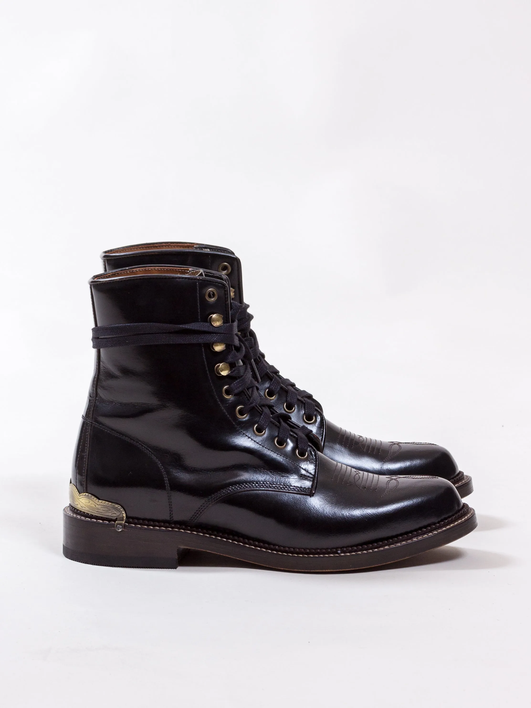 Bright Shoemakers, Western Lace Boot, Antic Black