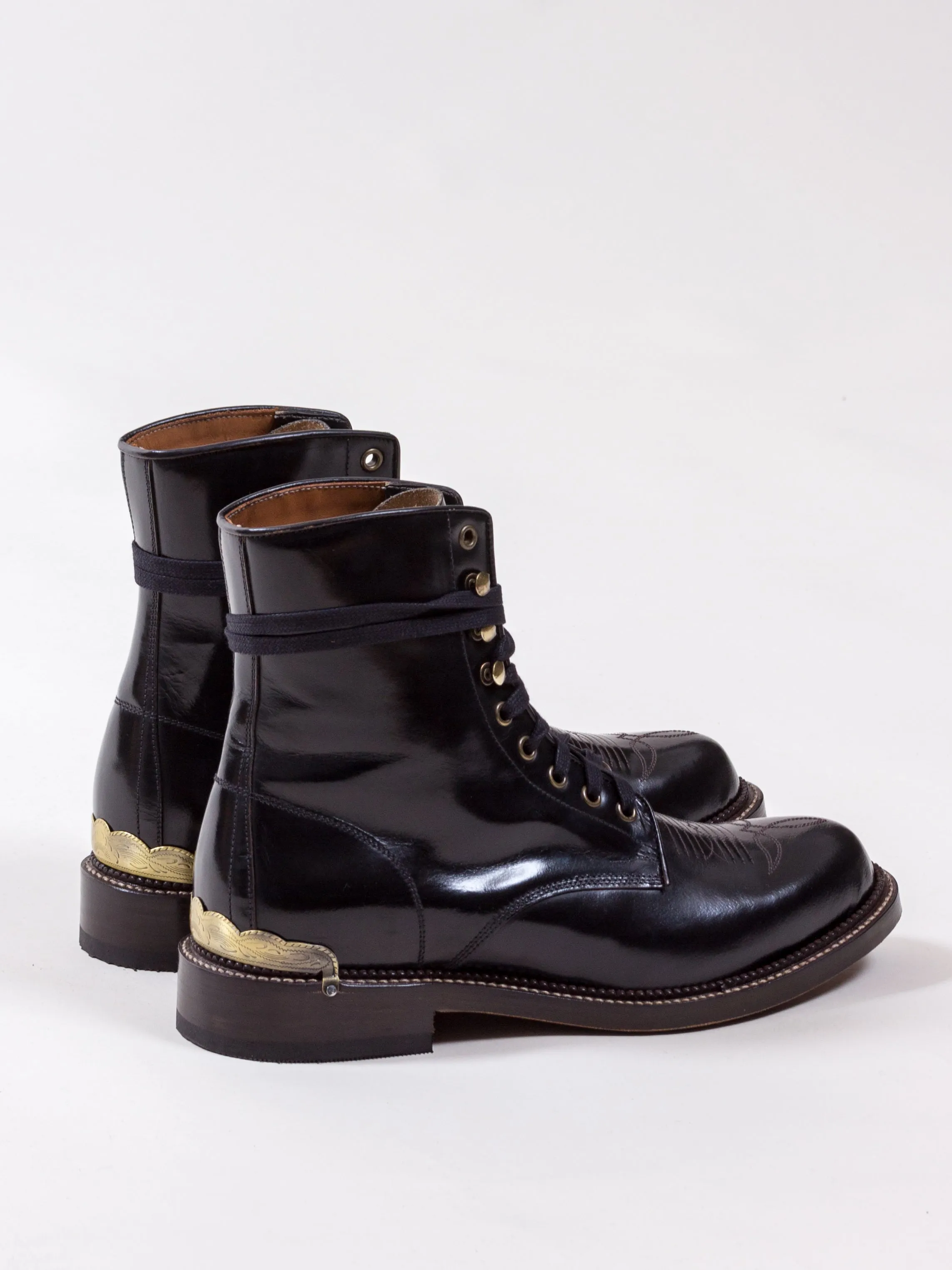 Bright Shoemakers, Western Lace Boot, Antic Black