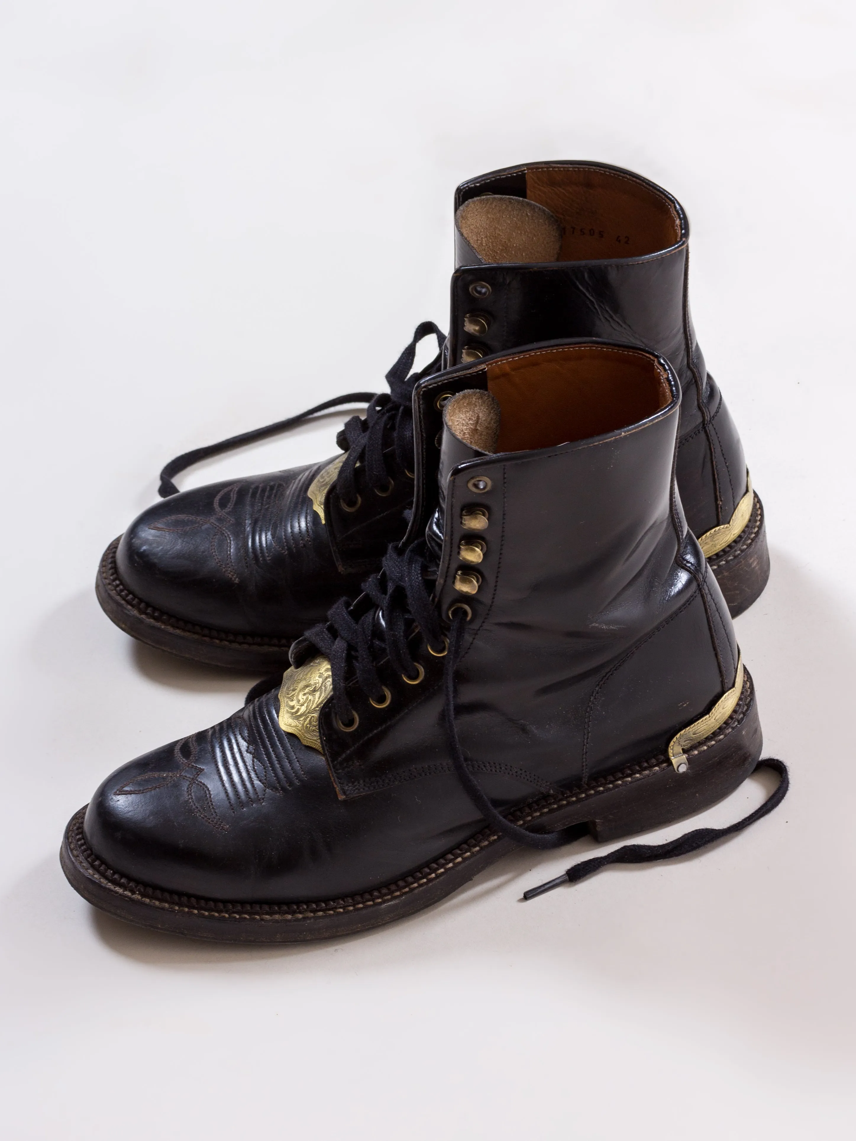 Bright Shoemakers, Western Lace Boot, Antic Black