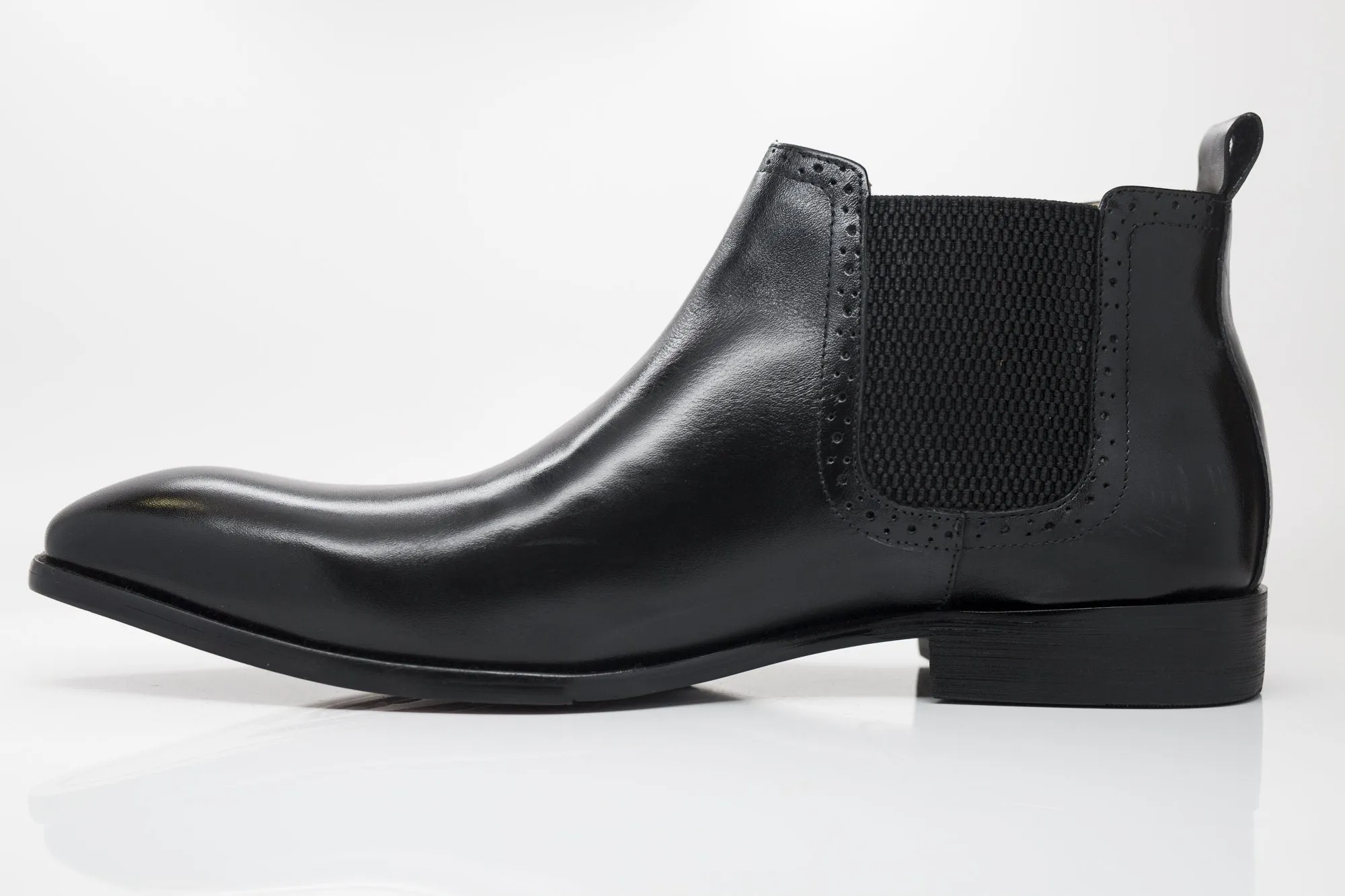 Burnished Calfskin Slip-On Boot Black