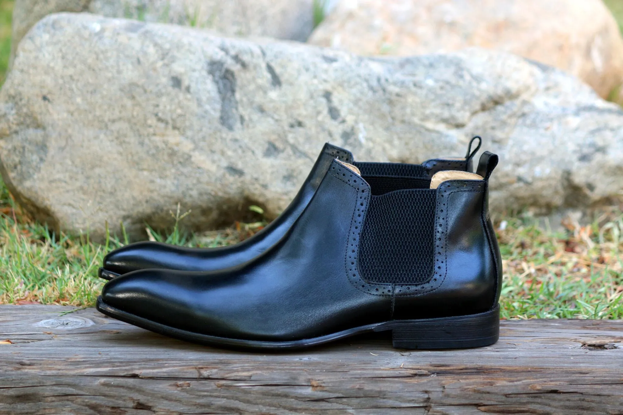 Burnished Calfskin Slip-On Boot Black