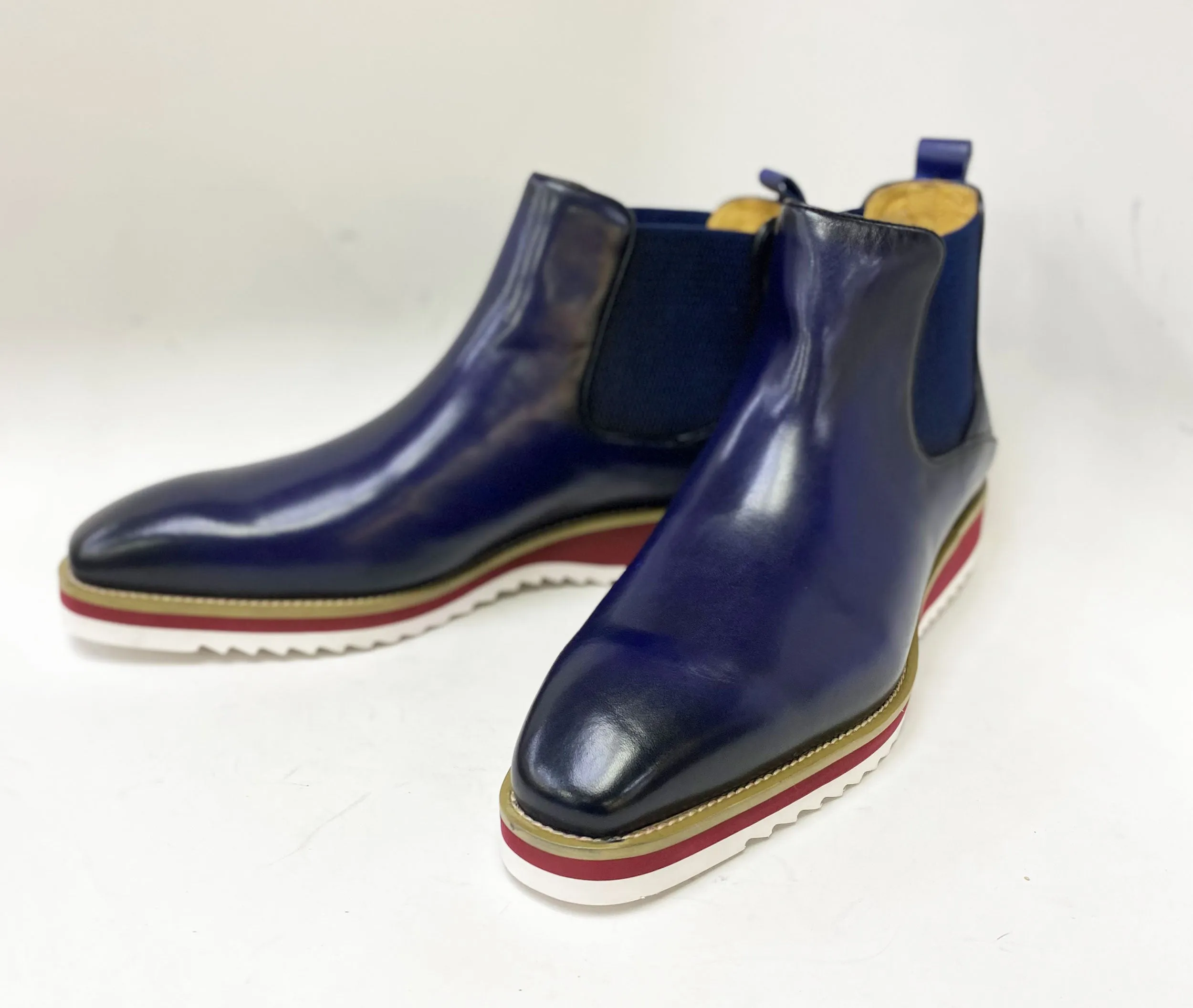 Burnished Calfskin Slip-On Boot Blue