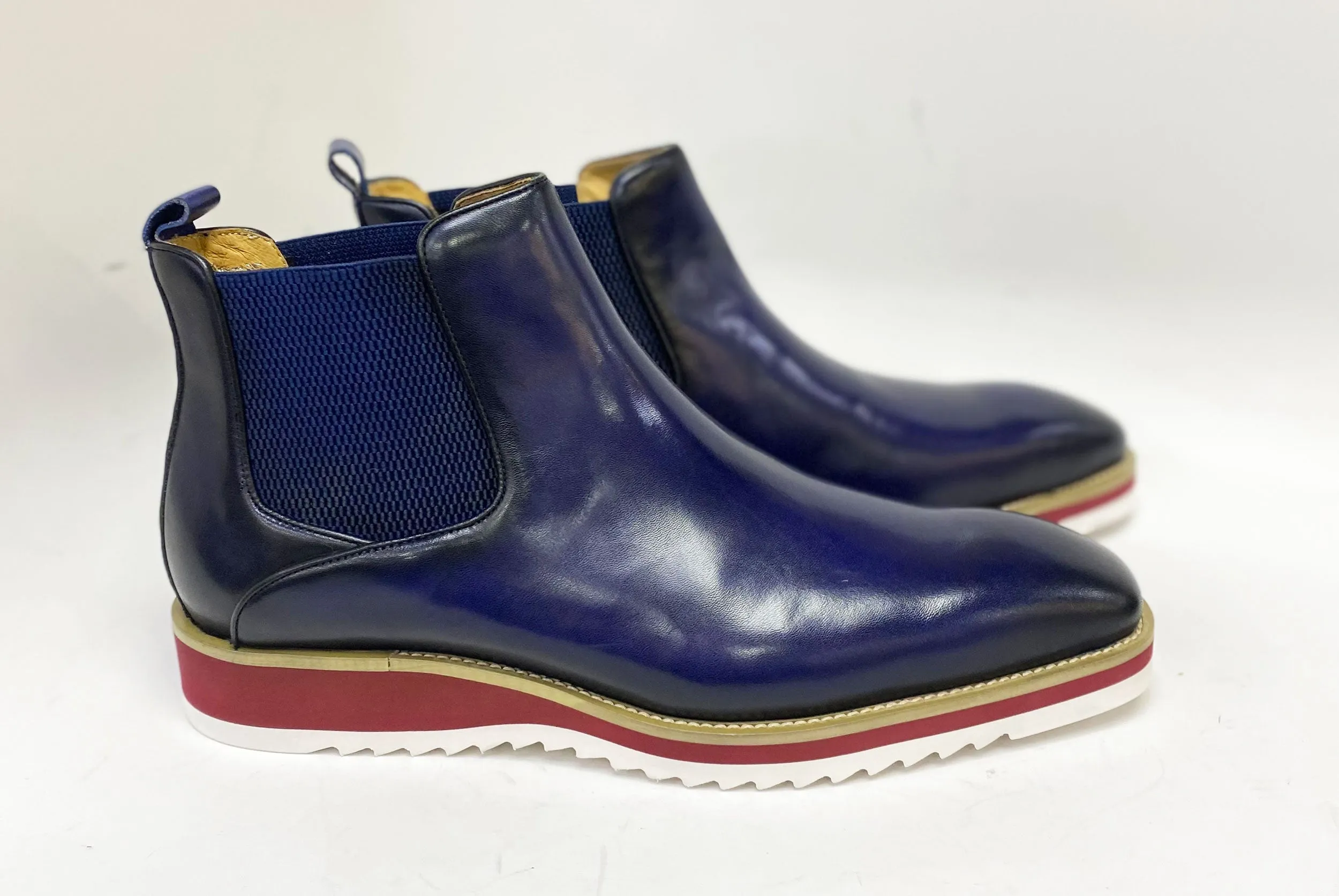 Burnished Calfskin Slip-On Boot Blue