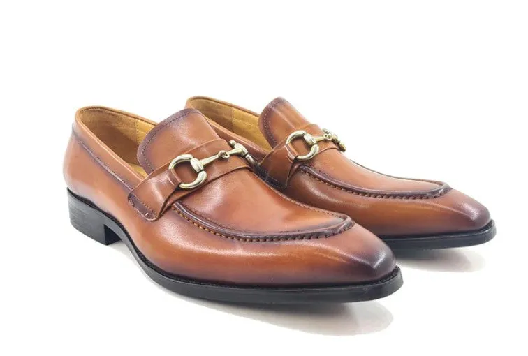 Burnished Calfskin Slip-On Loafer Cognac