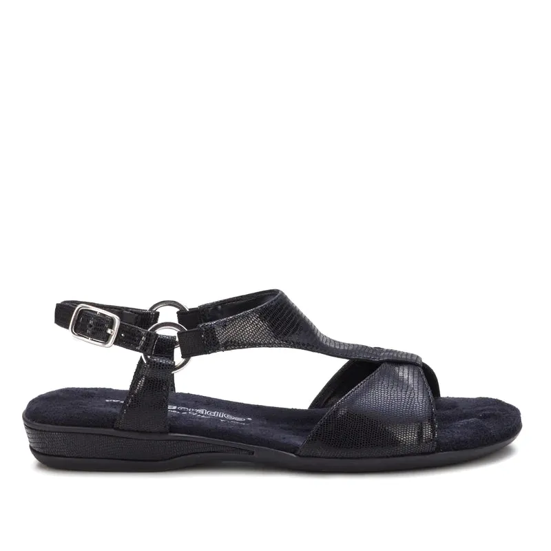 Chantel Sandal: Black Patent Lizard Print Leather NEW I Walking Cradles