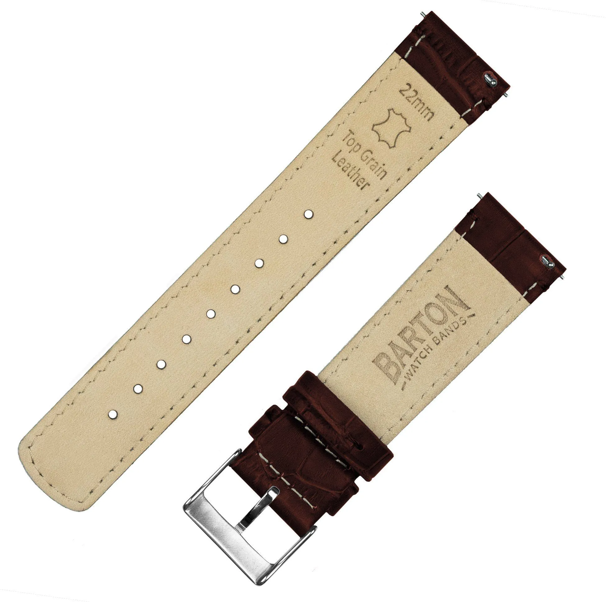 Coffee Brown Alligator Grain Leather Watch Band (12mm, 14mm SALE)