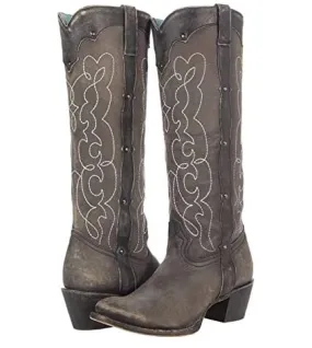 Corral C3791 Antiqued Black Tall Studded Ladies Western Boot