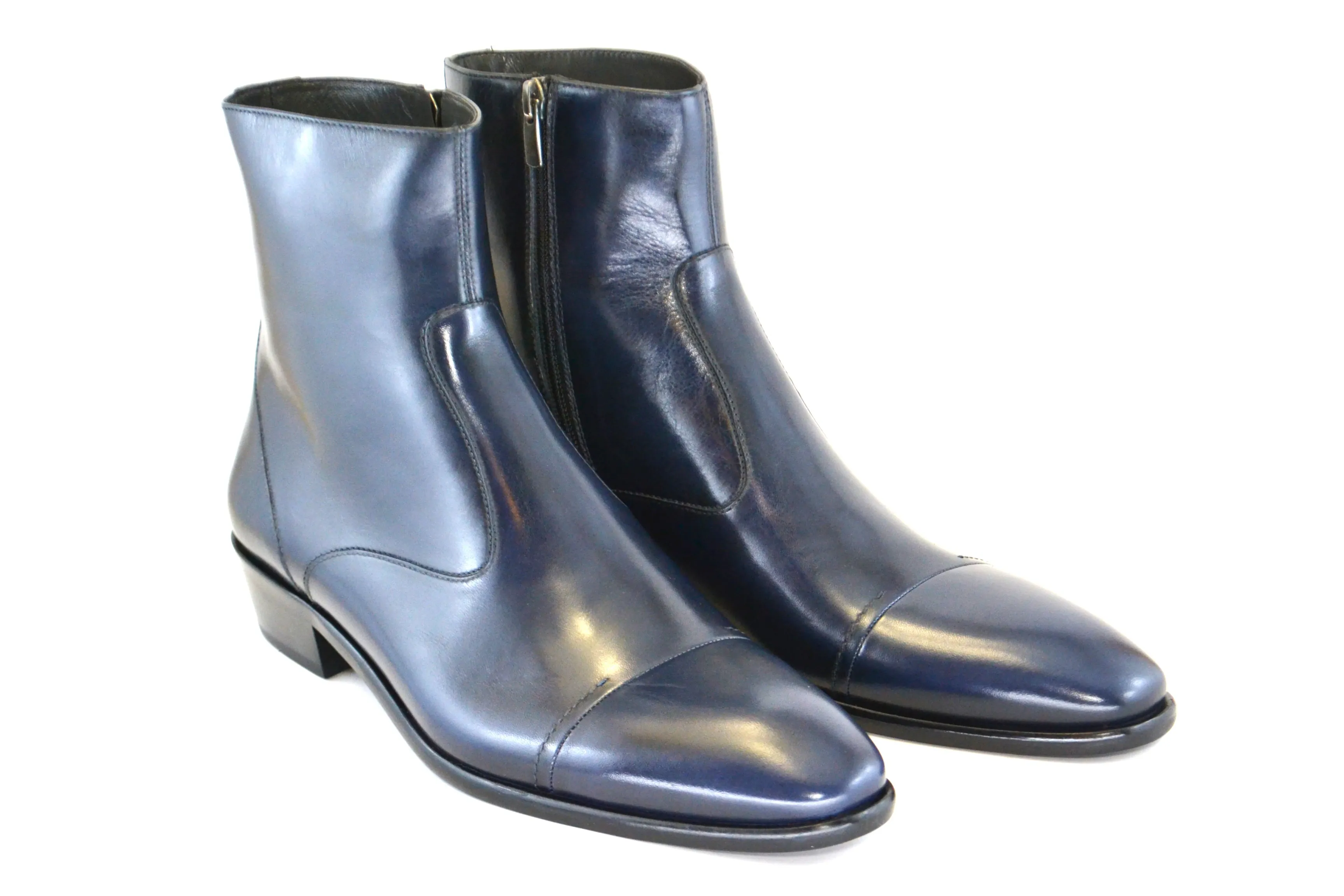 Corrente Burnished Calfskin Slip-On Boot Navy