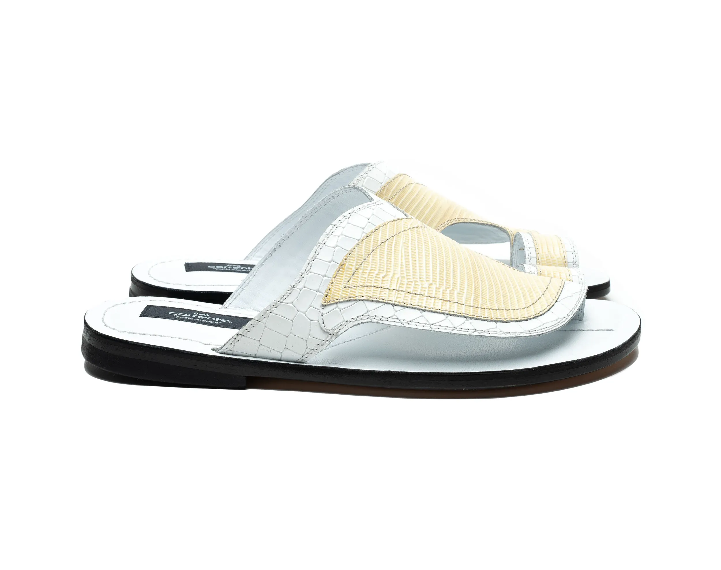 Corrente Exotic Printed Calfskin Sandal White