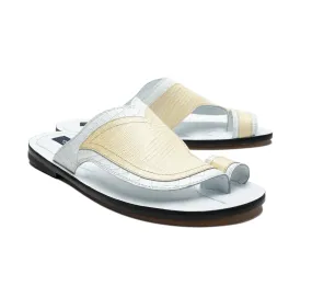 Corrente Exotic Printed Calfskin Sandal White