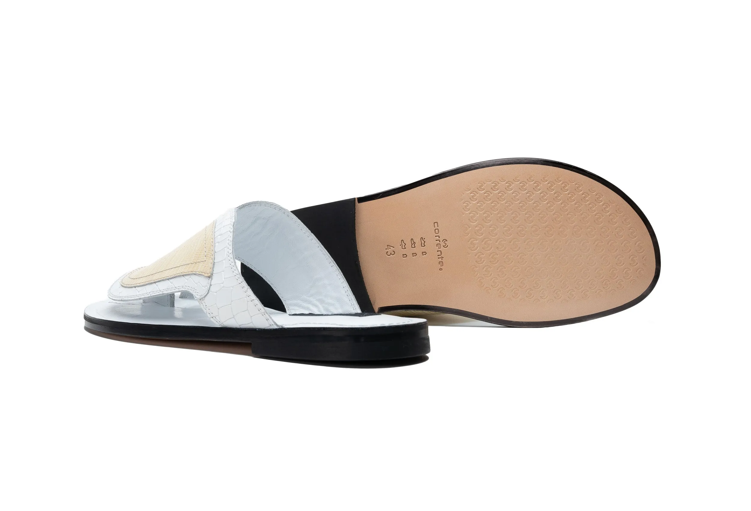 Corrente Exotic Printed Calfskin Sandal White