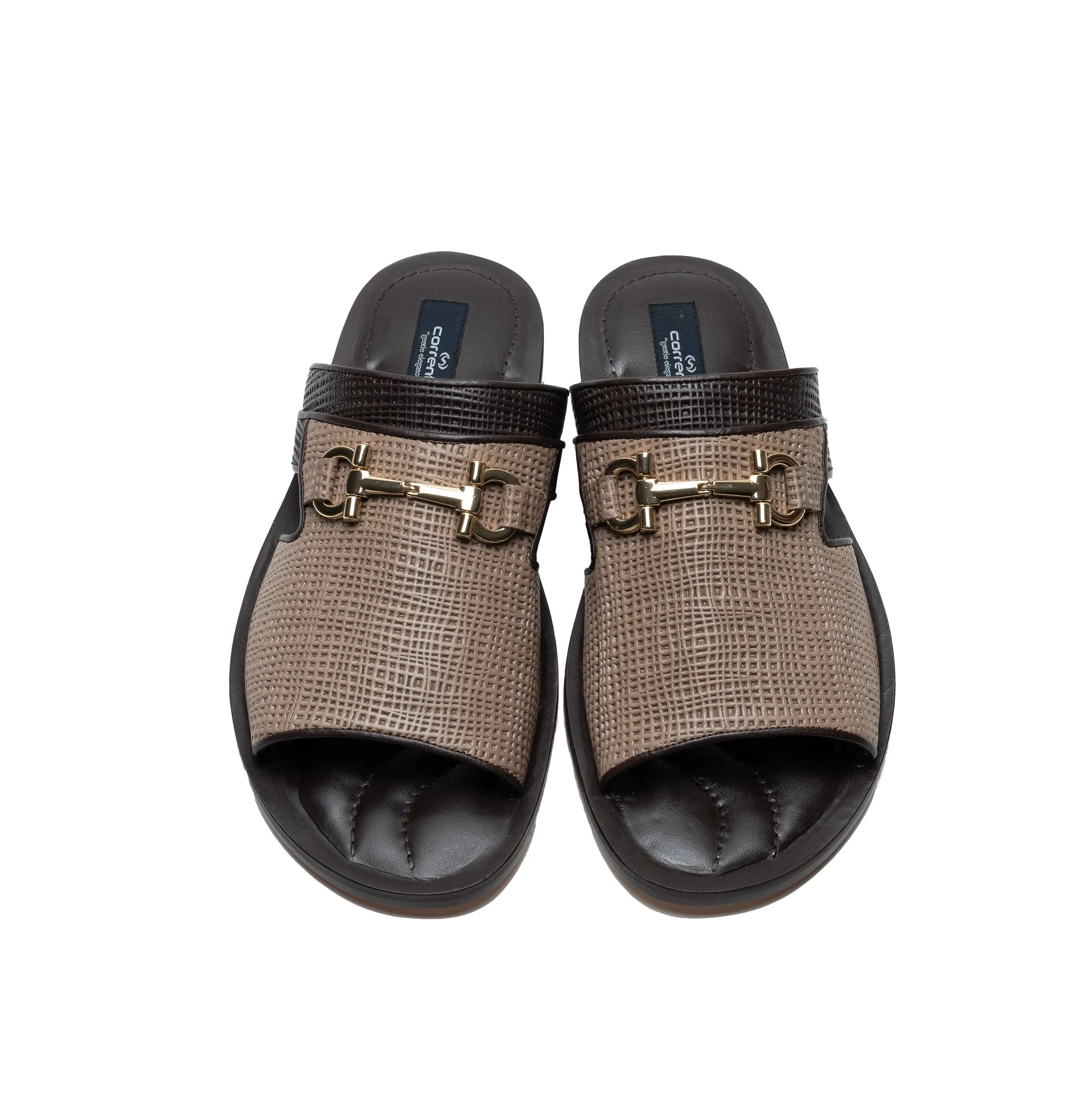 Corrente Perforated Calfskin Sandal Taupe