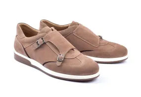 Corrente Suede Double Monkstrap Sneaker Camel