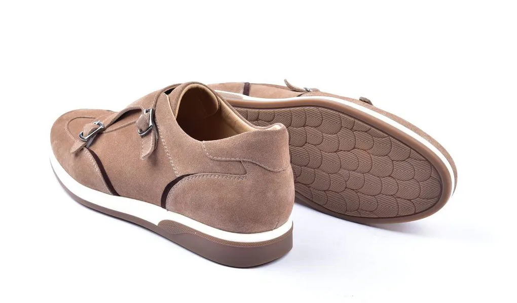 Corrente Suede Double Monkstrap Sneaker Camel