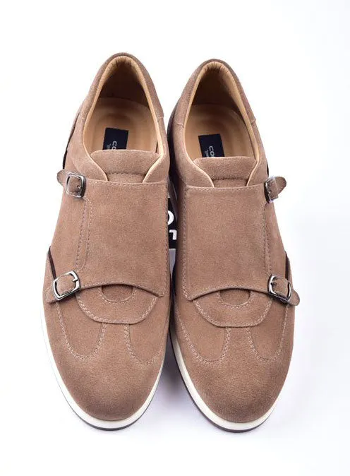 Corrente Suede Double Monkstrap Sneaker Camel