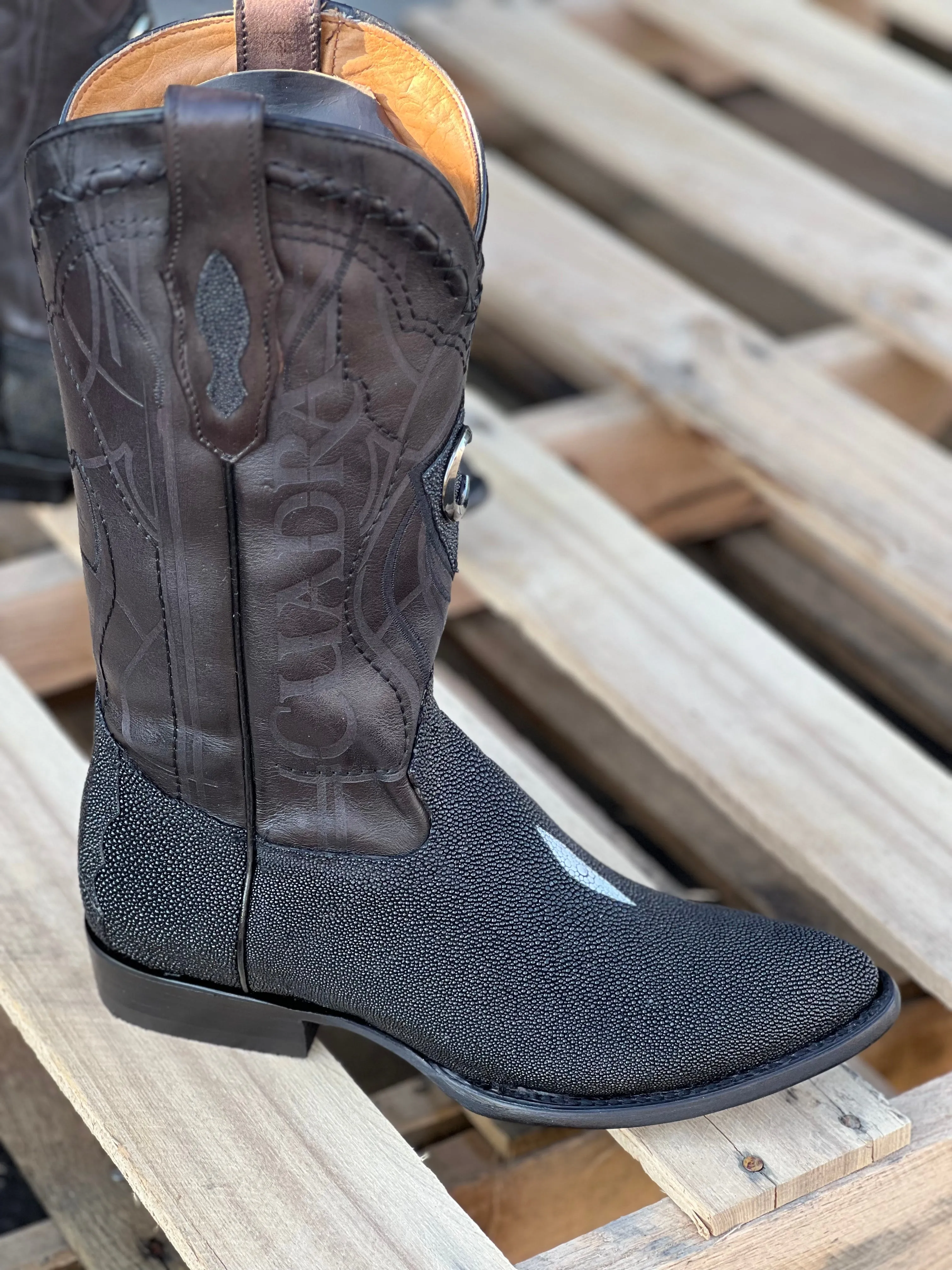 Cuadra Stingray/Mantarraya Black Semi-Oval Toe Cowboy Boots