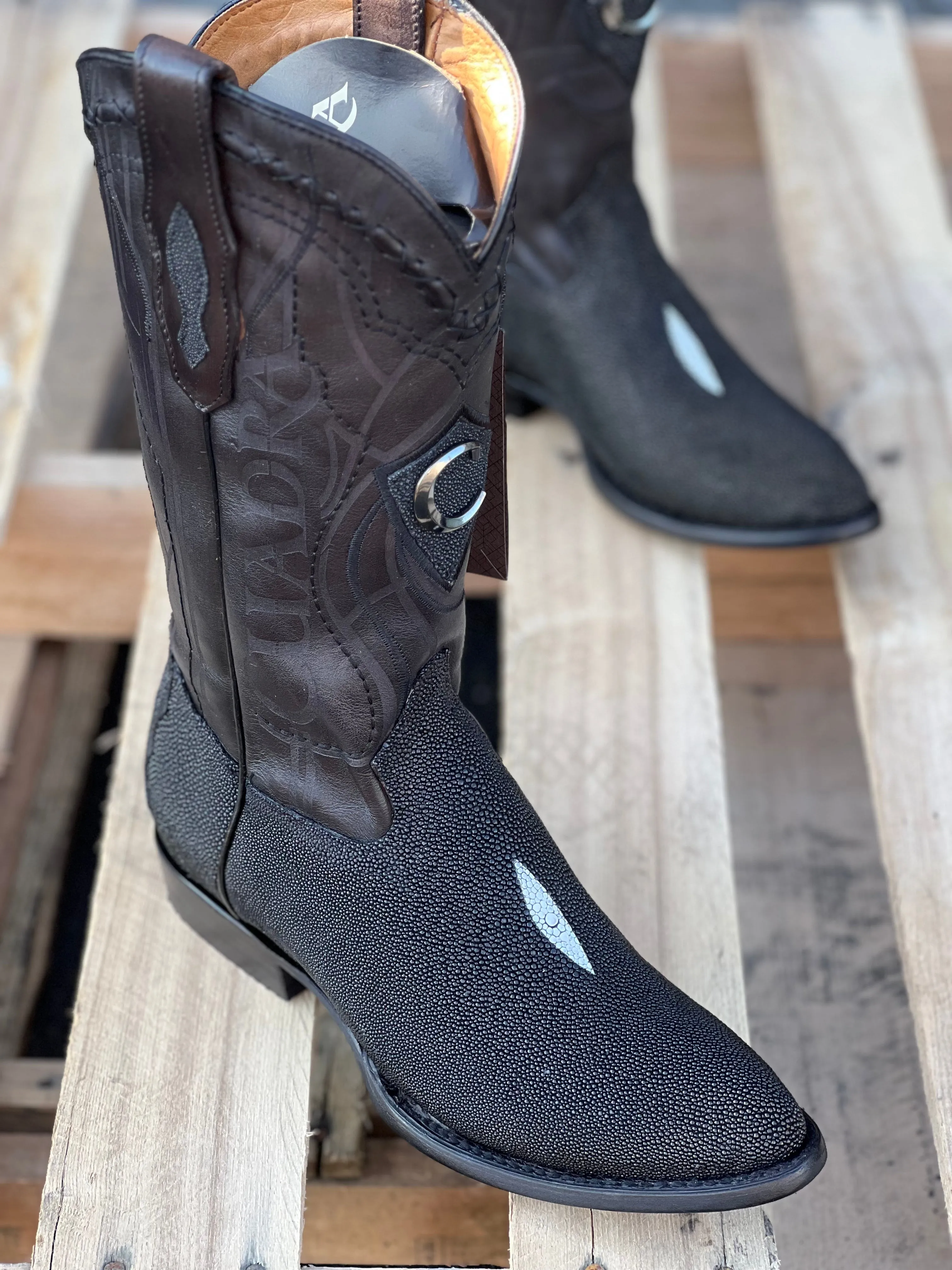 Cuadra Stingray/Mantarraya Black Semi-Oval Toe Cowboy Boots