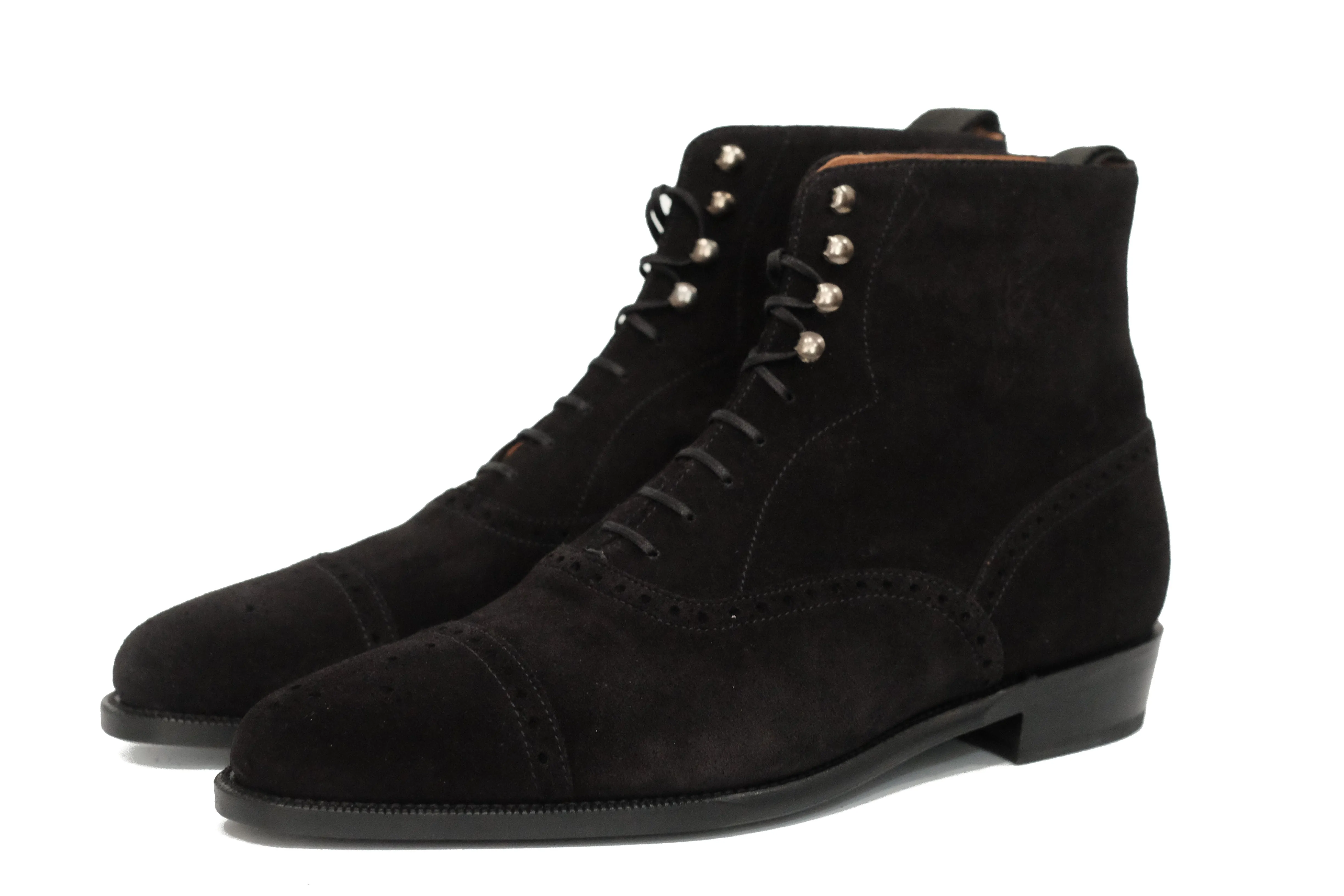 David - MTO - Black Suede - JKF Last - Single Leather Sole - Aged Silver Speed Hooks