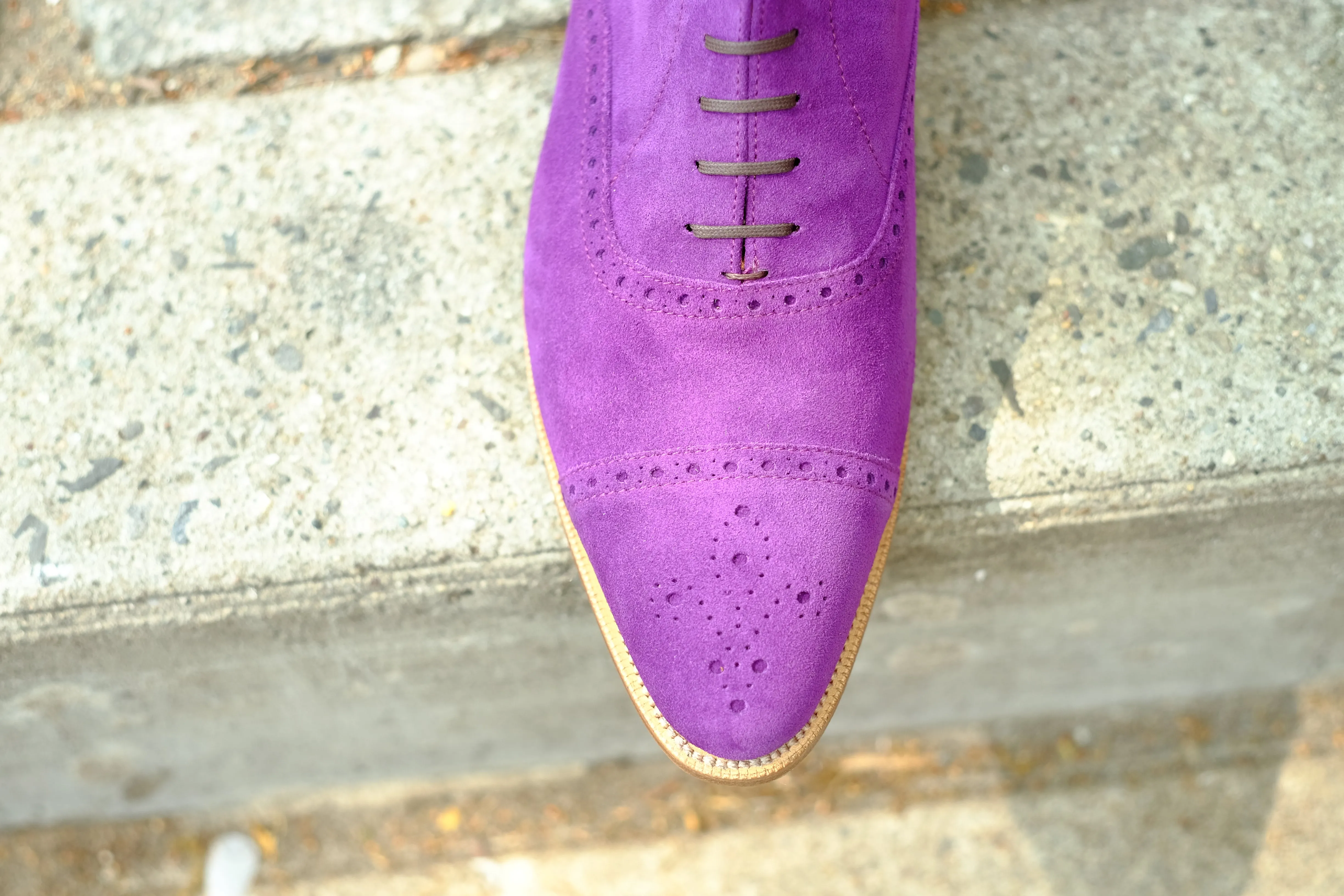 David - MTO - Purple Suede - JKF Last - Single Leather Sole