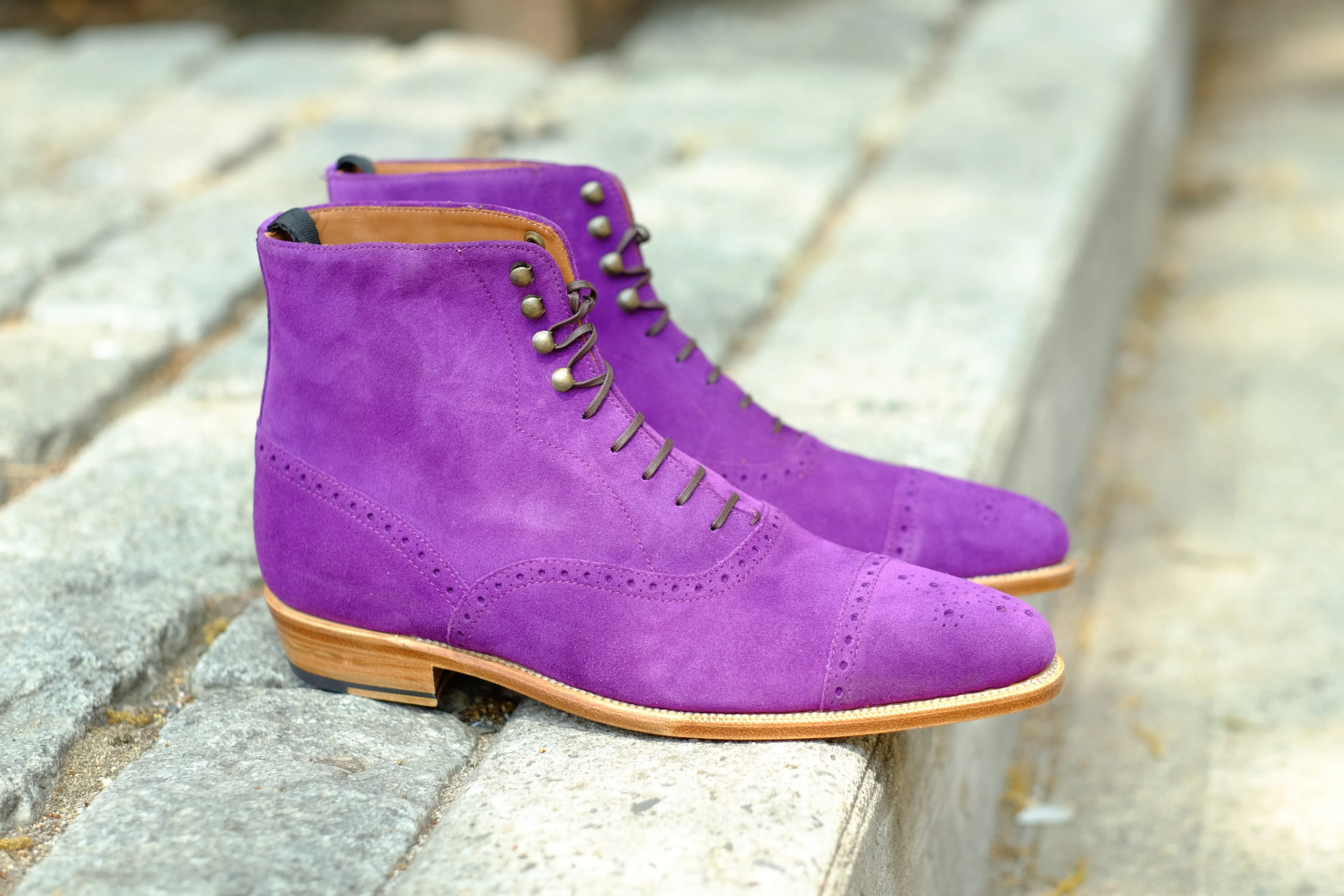 David - MTO - Purple Suede - JKF Last - Single Leather Sole