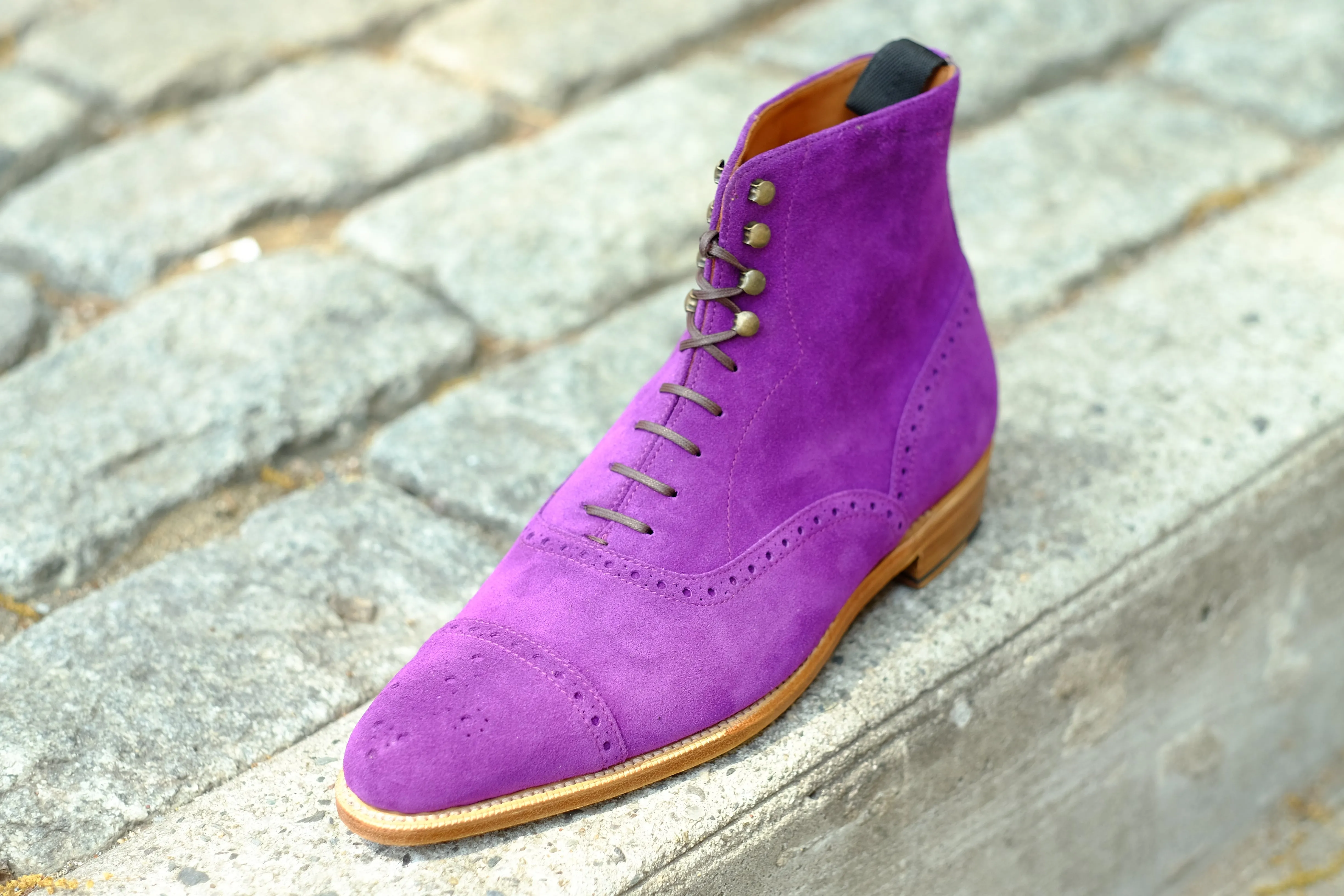 David - MTO - Purple Suede - JKF Last - Single Leather Sole