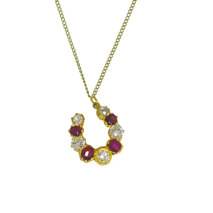 Diamond & Ruby Horse Shoe Pendant