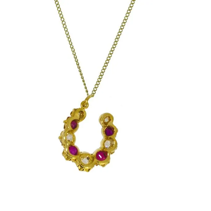 Diamond & Ruby Horse Shoe Pendant