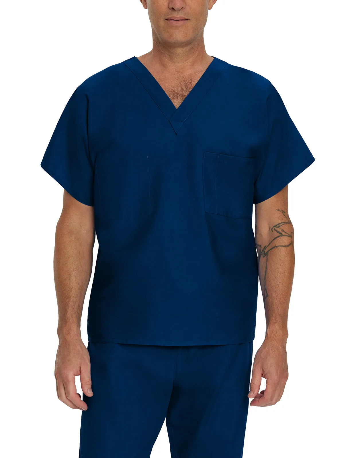 Essentials - Unisex Reversible 1-Pocket V-Neck Scrub Top